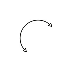 Dual double ended semi circle arrow. Semicircular curved thin long two sided arrow.