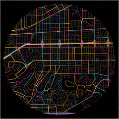 Colorful Map of MontereyPark, California with all major and minor roads.