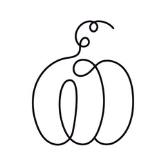 minimalism design continuous linear pumpkin with transparent background