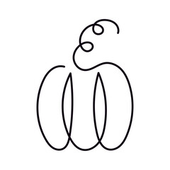 minimalism design continuous linear pumpkin with transparent background