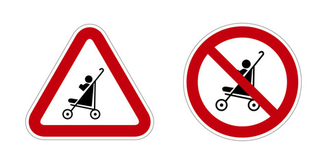 Pictogramme icone et symbole interdit poussette