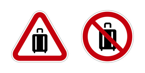 Pictogramme icone et symbole interdit valise bagage