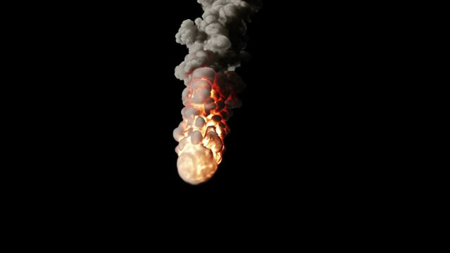 3d Animation of a meteorite isolated on black with luma matte