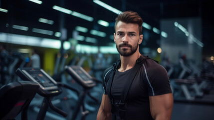 Fototapeta premium un homme sportif dans une salle de sport, pour sa pratique 