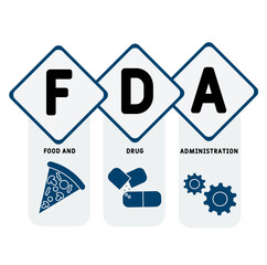 FDA - Food and Drug Administration acronym. business concept background. vector illustration concept with keywords and icons. lettering illustration with icons for web banner, flyer, landing pag