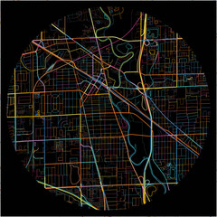 Colorful Map of DesPlaines, Illinois with all major and minor roads.
