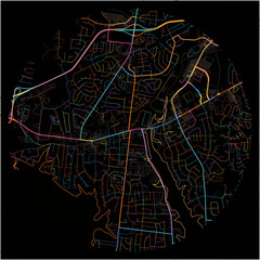 Colorful Map of Hendersonville, Tennessee with all major and minor roads.