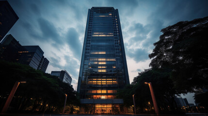 Obraz premium A towering corporate skyscraper, a symbol of modern business dominance