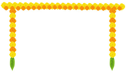 marigold flower garland isolated on transparent background © Sunil