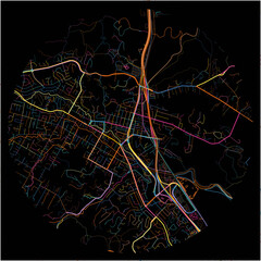 Colorful Map of Novato, California with all major and minor roads.