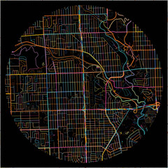 Colorful Map of DearbornHeights, Michigan with all major and minor roads.