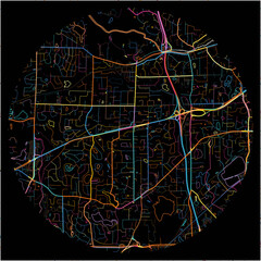 Colorful Map of Minnetonka, Minnesota with all major and minor roads.