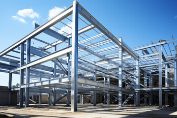 The steel structure of industrial building. - obrazy, fototapety, plakaty