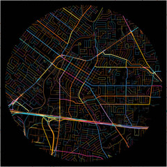 Colorful Map of Florissant, Missouri with all major and minor roads.
