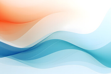 Fototapeta premium Elegant waves in soft orange and soothing blue tones flow together