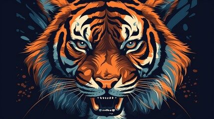 tiger 16k vector graphics illustration high details.Generative AI - obrazy, fototapety, plakaty