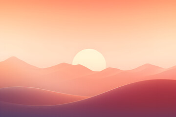 Fototapeta premium Sunset over rolling hills casting warm hues