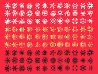 snowflake designs bundle. set of different snowflake vector illustration.
