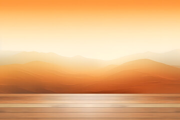 Golden sunset over misty mountains and calm water surface - 661033011