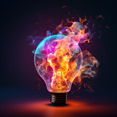 Colorful Burst in a bulb: Vibrant Explosion of Creativity