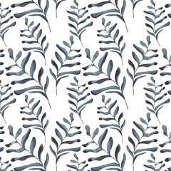 Pattern of branch hand drawn by watercolor. Layout for wallpaper, wrapping paper, textile, packaging and creativity. Isolated on a white background