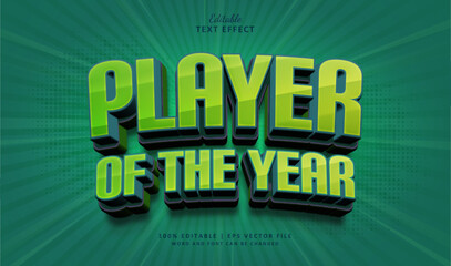 Player of the year text effect style. Editable text effect style 3d.