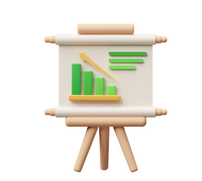 3d growth graph presentation board, business growth illustration, increase profits, stock market, target strategy