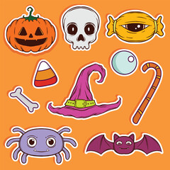 Halloween sticker vector with illustration