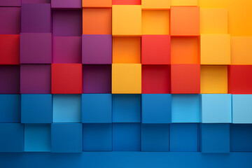 Multicolored 3D cubes forming a geometric pattern