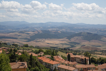 Fototapeta na wymiar Tuscany, Volterra town skyline, church and panorama view.