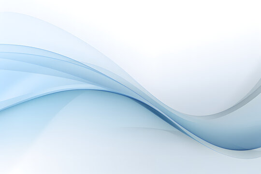 Elegant blue waves form abstract curves on a white backdrop