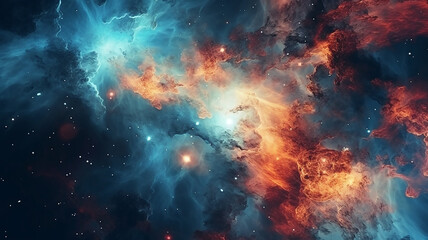 Nebula and galaxies in space. Abstract cosmos background