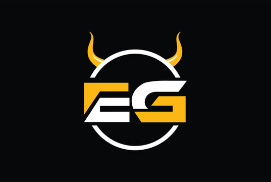 Letter E,G, EG OR GE Devil with horns logo design