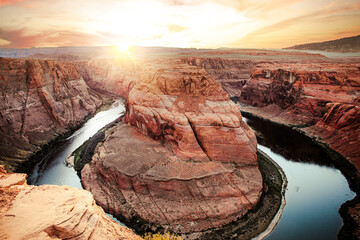 Horseshoe Bend: Panoramic View of the Colorado River Meander. This photo was taken during the...