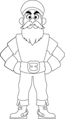 Funny and strict man pirate. Guy in a pirate costume. Coloring style