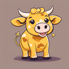 Obraz na płótnie Canvas Small cute cartoon smiling cow