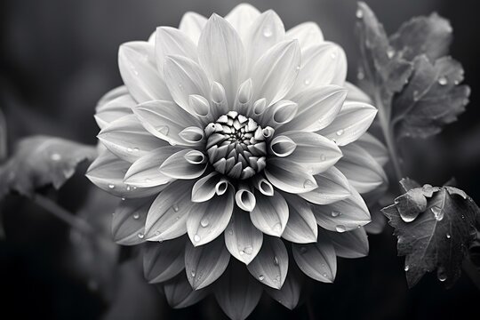 Monochrome image featuring a beautiful flower. Generative AI