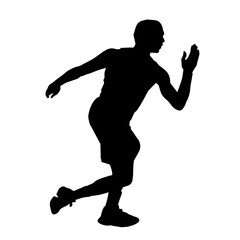 Fototapeta na wymiar Silhouette of a sporty man in running pose. Silhouette of a male run pose. 