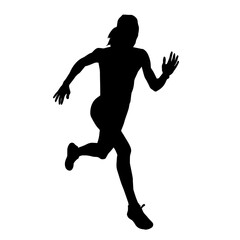 Silhouette of a sporty woman in running pose. Silhouette of a female run pose.