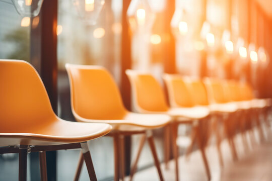 Pattern of many identical office chairs