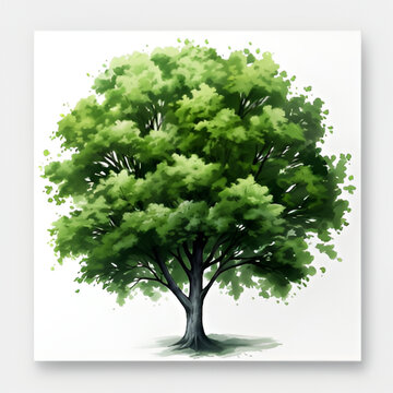 tree isolated on white background,Tree drawn with watercolor vector illustrator