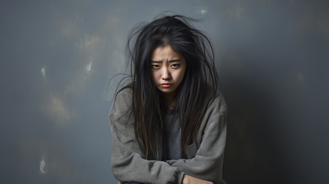A chinese teen suffering from depression.generative ai
