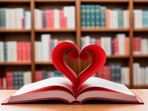 A Book With A Heart Shaped Bookmark On Top
