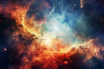 Vibrant cosmic expanse with exploding nebula in a distant galaxy. Generative AI