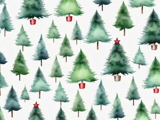 Watercolor Christmas Trees Fabric By The Yard On Spoons