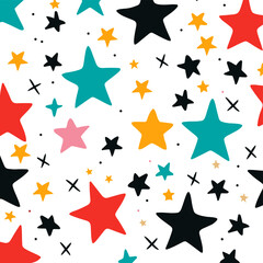 fun line doodle star seamless pattern