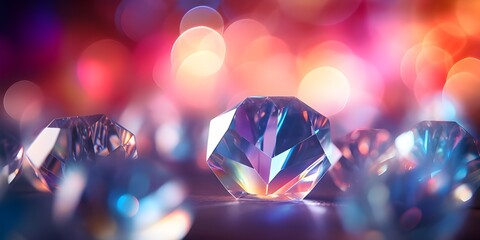 Shiny gemstones diamonds crystals abstract background beautiful luxury wallpaper digital art - obrazy, fototapety, plakaty