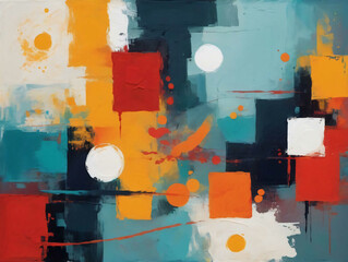 A Painting With Orange And Blue Colors