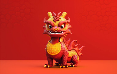 Chinese Zodiac Year of the Dragon Illustration,created with Generative AI tecnology.