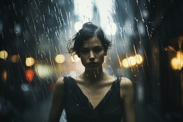 Melancholische Frau am regnerischen Fenster: Herbstliche Sehnsucht und Winterdepression